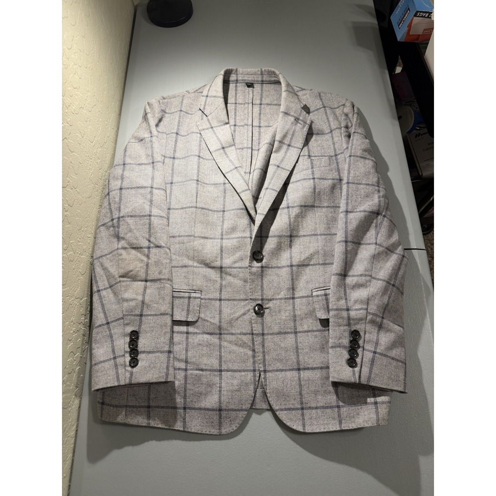 J Crew Mens Ludlow Gray Windowpane Moon British Unstructured Blazer 40S Slim